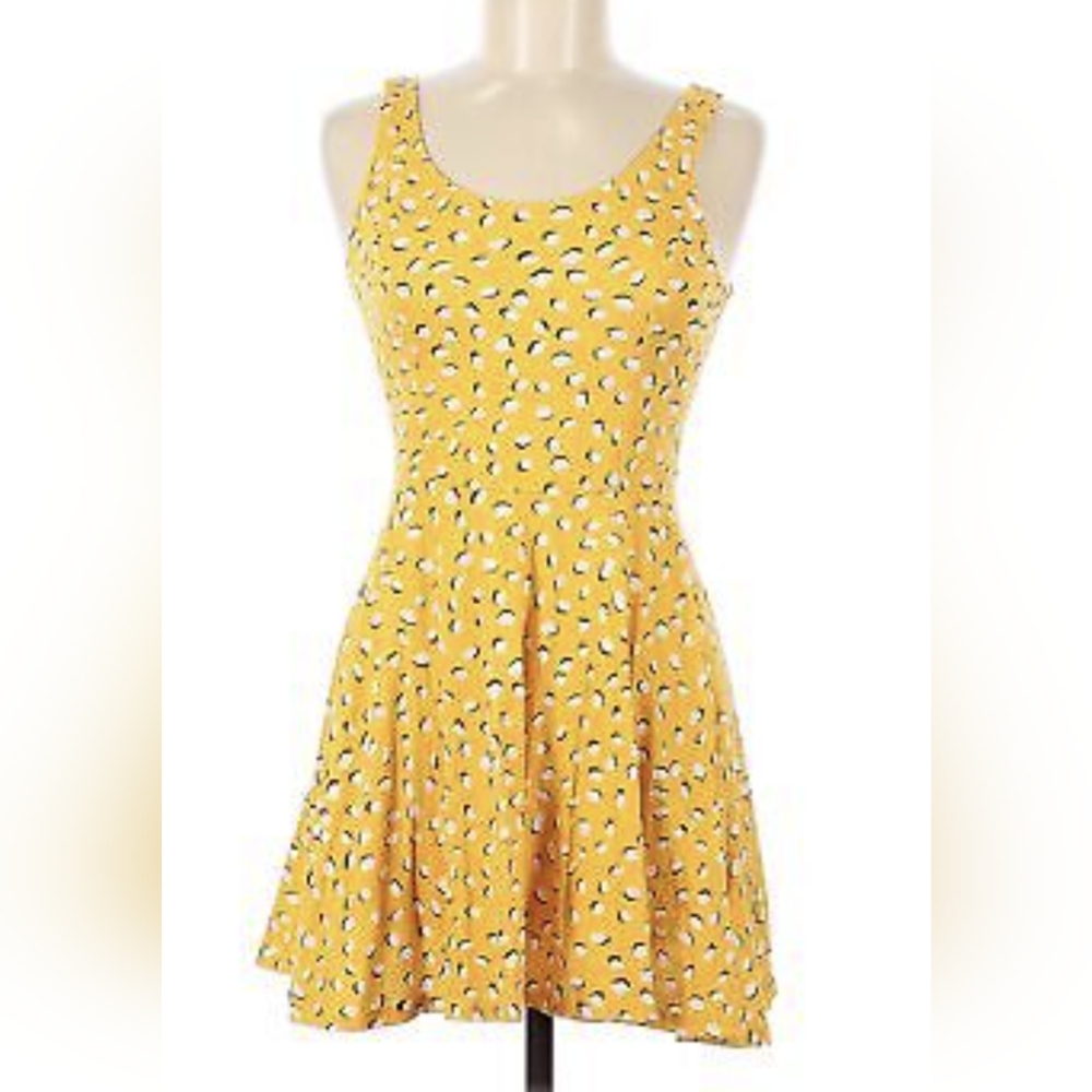 ISO DIVIDED H&M Yellow White Polka Dot Skater Tank Dress